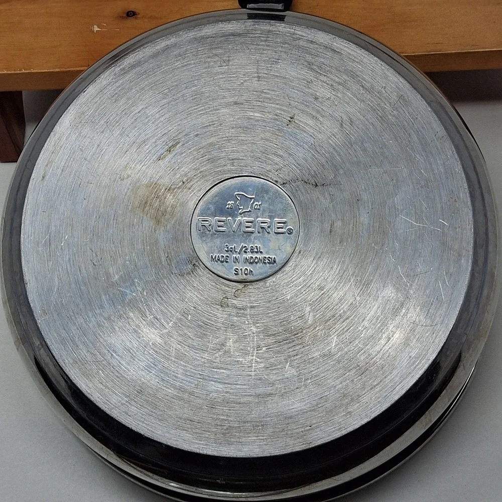 Revere S10h 3qt Stainless Steel Skillet Sauté Pan with Vented Glass Lid Silver